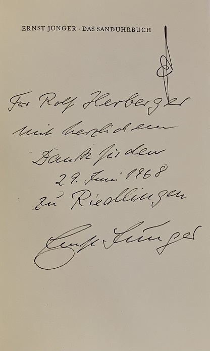 Ernst Jünger, Sanduhrbuch, signiert